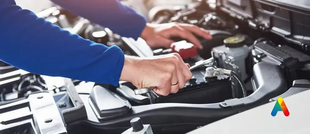 Autorepairmaster expert sleutelt aan de auto.